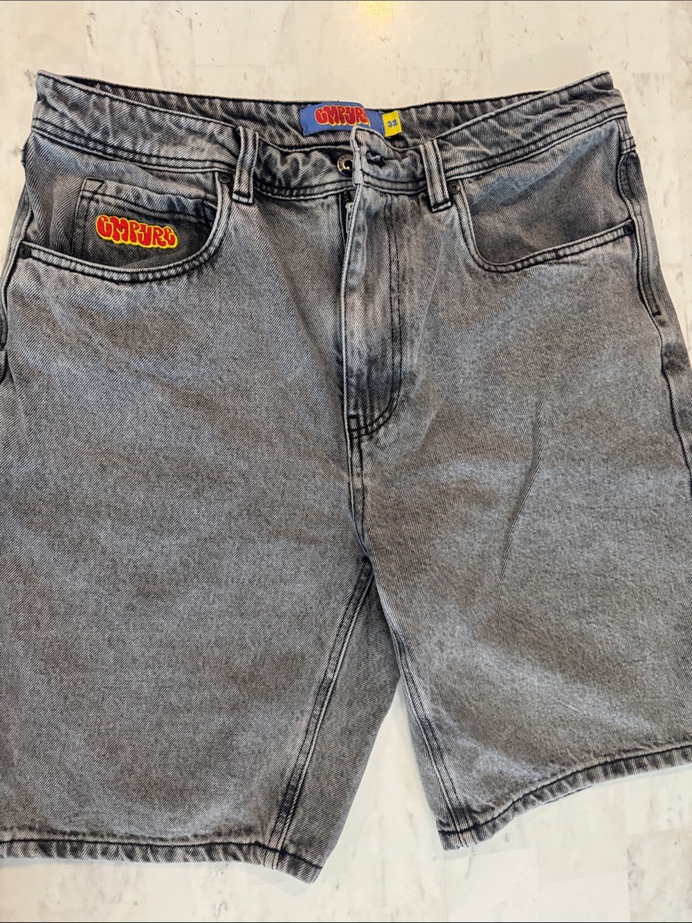 Men's Washed Black Denim Shorts